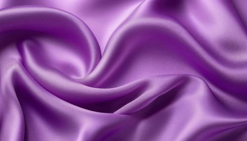 Macro Shot Of Ruffled Plum Silk Material: Detailed Close-Up Of Textured Purple Silk Cloth With