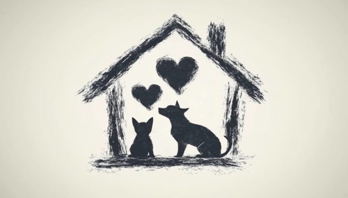 Artistic Representation Of Love For Dogs And Cats In A Mono Logo Design For Pet House, AI generated