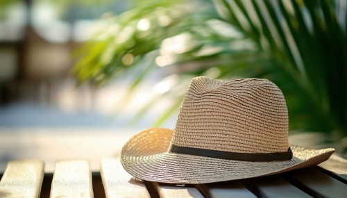 Trendy Straw Hat Showcasing Sun Shielding Capabilities With Style. Made To Provide Protection From