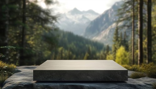 Tranquil Forest Landscape Stone Display Stand: Ideal For Showcasing Items In A Natural, Serene