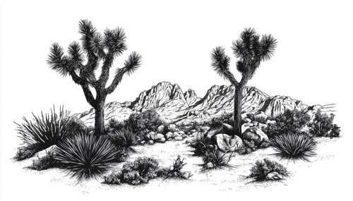 Souvenirs Featuring Joshua Tree National Park Mono Design Available For Purchase - Badge, Patch,
