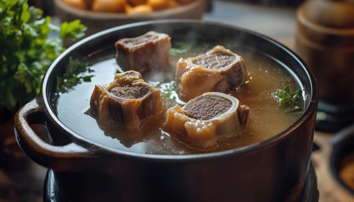 Homemade Beef Bone Broth: A Nutritious Elixir From Boiled Bones Rich In Collagen And Amino Acids