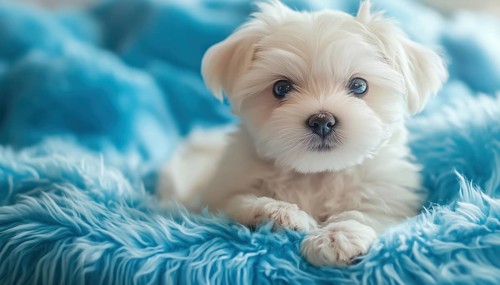 Adorable Maltese Puppy: A Tiny Canine Poses In A Stylish Setting With A Bright And Glamorous