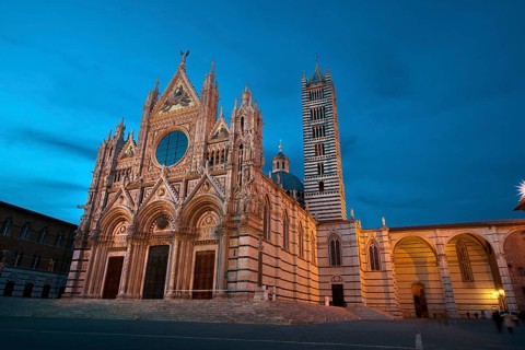 Illuminated Duomo illuminated cathedral of Siena Cattedrale Metropolitana di Santa Maria Assunta at