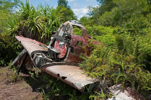 Aircraft wreckage of Japanese fighter aircraft A6M5 Model 52 Zero of Imperial Japanese Navy (IJN)