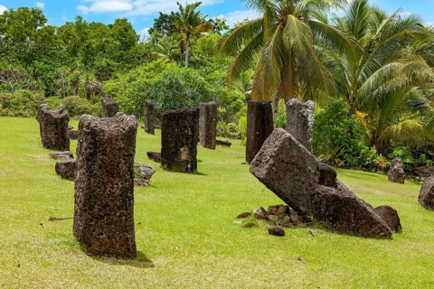 Badrulchau archaeological site listed in the Palau Register of Historic Places with ancient stone