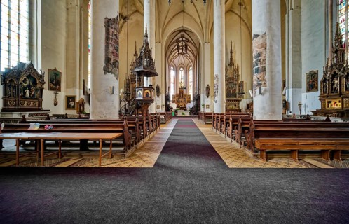 Historic Catholic parish church of St. Nicholas and Elisabeth, interior, interior, church square,