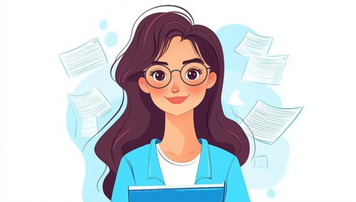 Graphic Of A Happy And Cute Girl In Blue, Used As An Object In Web Projects And Applications By A