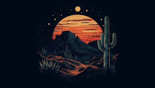 Explore The Thrilling Cactus Desert Camping Adventure At Night With This Wild Badge Patch Pin