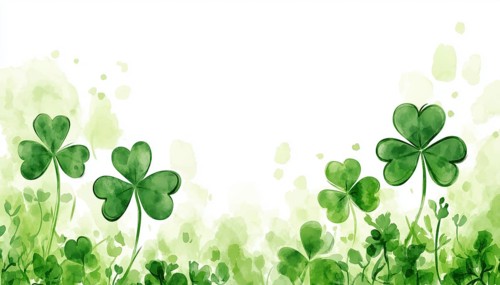 St. Patrick'S Day Art: Clover Sketch With Shamrock Outlined In One Continuous Line, Simple Border