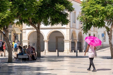 The historic centre of Lagos, Praça Infante D. Henrique square, at the Igreja de Santa Maria de