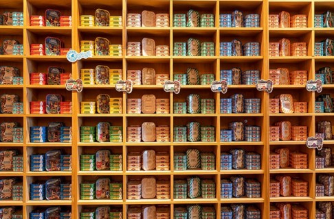 Comur sardines and other tinned fish products, popular souvenir from Portugal, flagship store, in