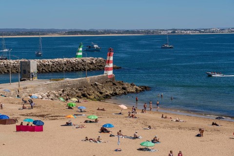 Beaches on the rocky coast of Ponta da Piedade, rugged coastal landscape, right next to Lagos town