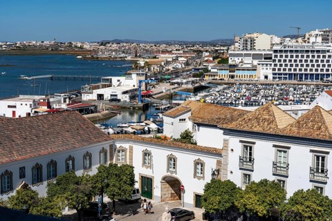 View over the roofs of the Paço Episcopal de Faro, the historic residence of the Bishop of the