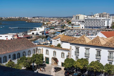 View over the roofs of the Paço Episcopal de Faro, the historic residence of the Bishop of the