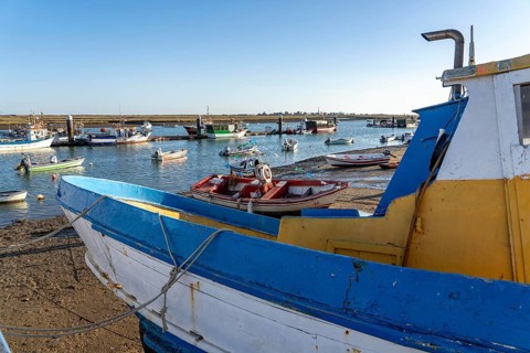 The fishing village of Santa Luzia, fishing boats, Algarve, Portugal