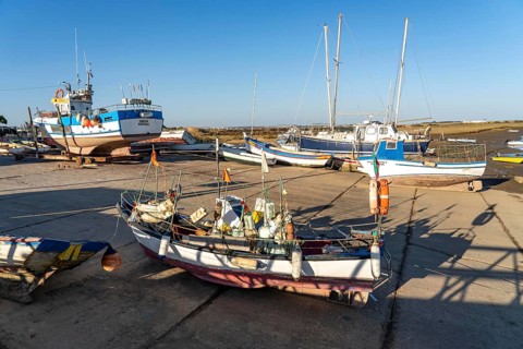 The fishing village of Santa Luzia, fishing boats, Algarve, Portugal
