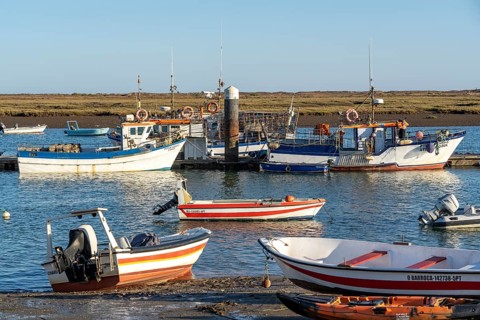 The fishing village of Santa Luzia, fishing boats, Algarve, Portugal