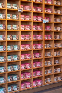 Comur sardines and other tinned fish products, popular souvenir from Portugal, flagship store, in