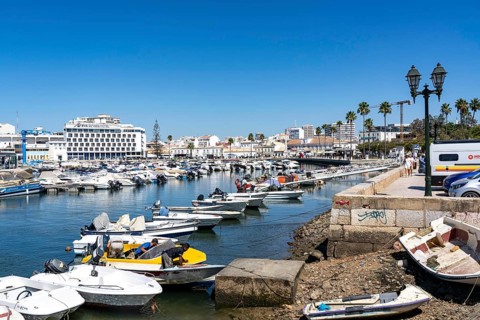 View over the harbour of Faro, Algarve, Portugal