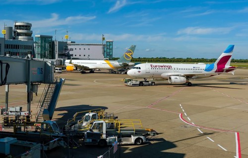 Düsseldorf, North Rhine-Westphalia, Germany - Düsseldorf Airport, aircraft of the airlines