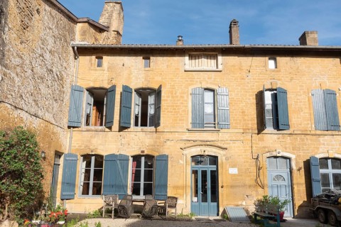 Renovated house facade, historic building, Marville, Renaissance village, Département Meuse, Grand