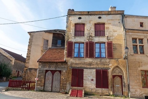 House of Chevalier Michel, historic building, yellow sandstone, Marville, Renaissance village,