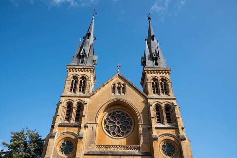 Saint-Rémi, neo-Romanesque church, Charleville-Mézières, Ardennes, Grand Est, France