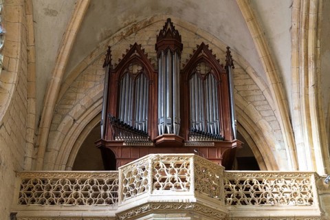 Organ, Saint-Nicolas Church, Marville, Renaissance village, Département Meuse, Grand Est, France