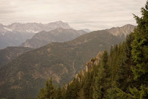 Mountain panorama seen from the Laber, Ammergau Alps, Ammergau, Oberammergau, mountains, Alps,