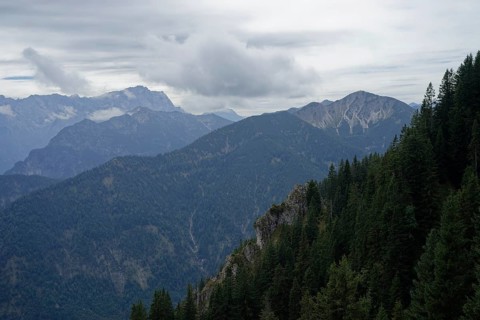 Mountain panorama seen from the Laber, Ammergau Alps, Ammergau, Oberammergau, mountains, Alps,