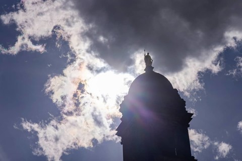 Ständehaus with Athena against the light, Dresden, Saxony, Germany