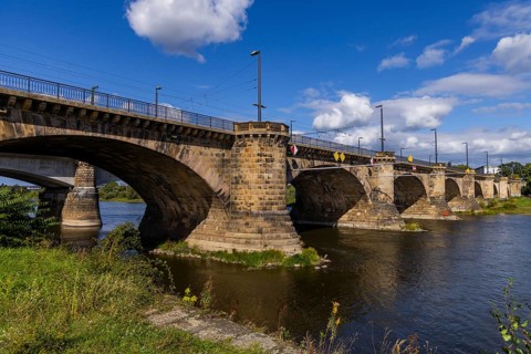 Marienbrücken in Dresden, an important transport link between the old town and the new town. Two