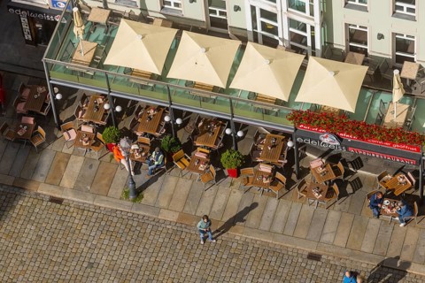 View from the lantern of the Church of Our Lady. Restaurant Edelweiss An der Church of Our Lady,