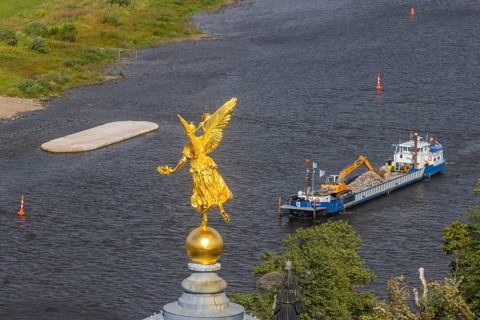 View from the lantern of the Church of Our Lady. Fama (the goddess of rumours) on the dome of the