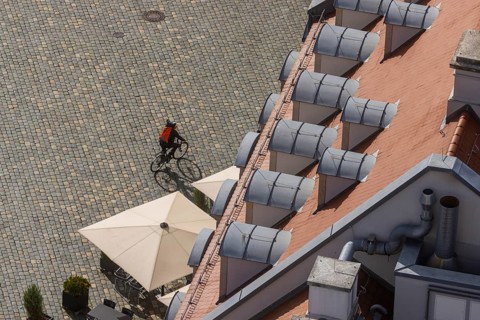 View from the lantern of the Church of Our Lady onto the Neumarkt, Dresden, Saxony, Germany