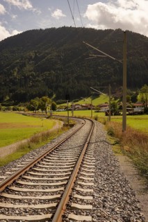 Railway tracks between Oberammergau and Unterammergau, Deutsche Bahn, train, local transport, local