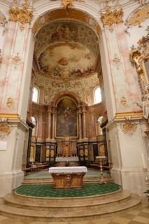 Altar area in Ettal Monastery, monastery church, Benedictine Abbey, Benedictines, Baroque, tourism,