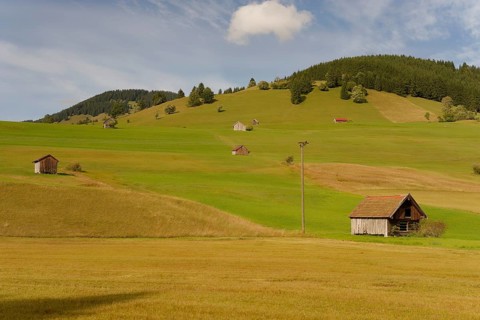 Pulvermoos between Oherammergau and Unterammergau, cultural landscape, agriculture, Alps,