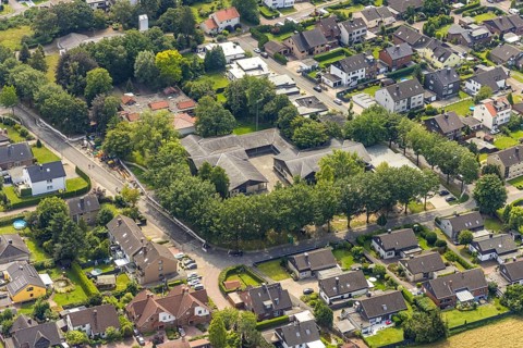 Aerial photo, Overberger Schule in the district Overberge, Bergkamen, Ruhr area, North