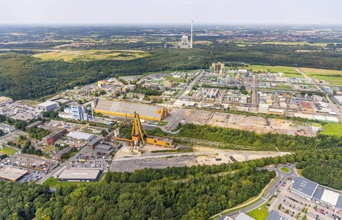 Aerial view, Bayer AG chemical plant and Neu-Monopol industrial estate with Umweltkontor Bergkamen