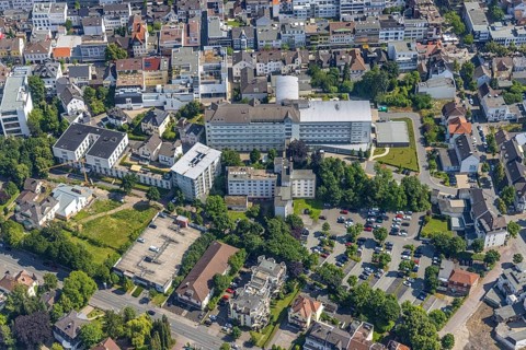 Aerial view, Klinikum Hochsauerland St.-Johannes-Hospital Neheim, Neheim, Arnsberg, Sauerland,