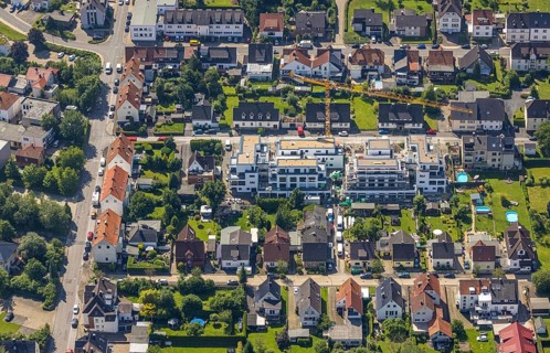 Aerial view, construction area and new housing development, Barthold-Cloer-Weg, former Beco GmbH,