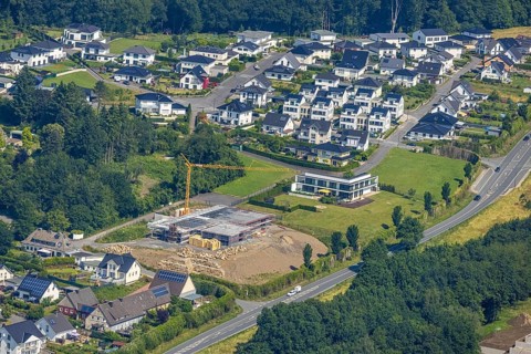 Aerial view, construction site new building Am Dollberg, Zur Waterlappe corner Zur Oldenburg,