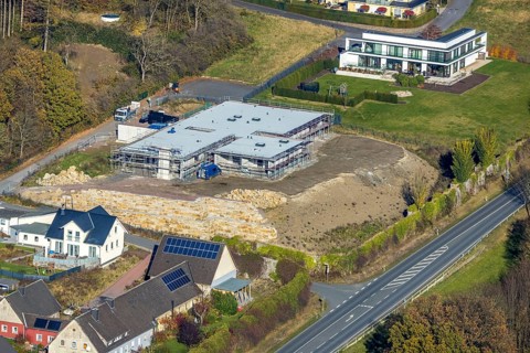Aerial view, construction site with new building Zur Waterlappe corner Zur Oldenburg in the