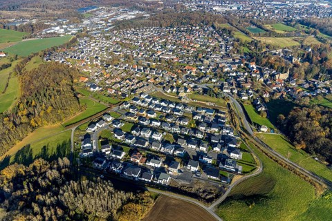 Aerial view, new housing estate Sternhelle-Ost on Ölinghauser Weg in the district of Herdringen in