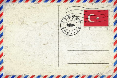 Turkey Ankara Vintage Air Mail Envelope with Flag and Postmark