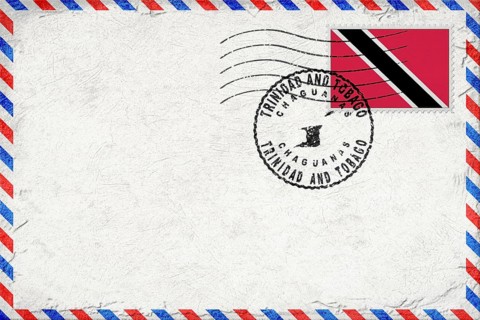 Trinidad and Tobago Chaguanas Vintage Air Mail Envelope with Flag and Postmark