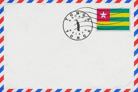 Togo Neiafu Vintage Air Mail Envelope with Flag and Postmark