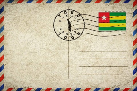 Togo Sokode Vintage Air Mail Envelope with Flag and Postmark